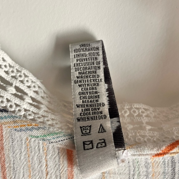 American Rag Cie White Multicolor Striped Boho Ruffle Dress Size L - Picture 9 of 9